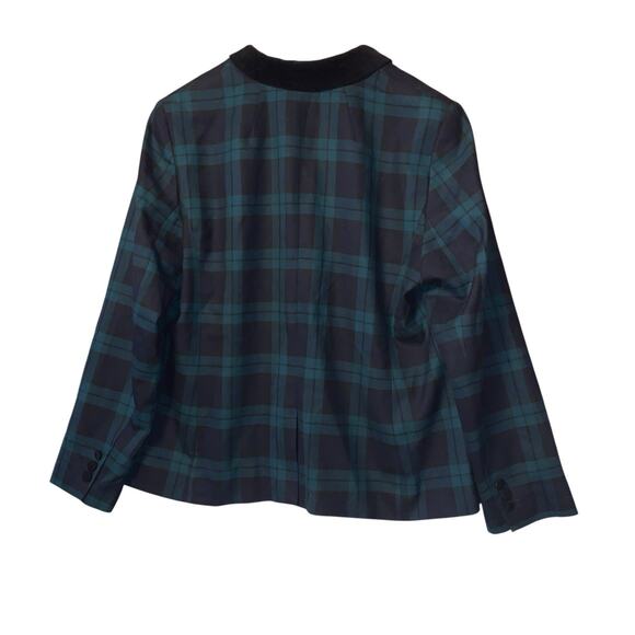 Talbots Blazer Jacket Women's 14 P Plaid Velvet Trim One Button Lined - Picture 4 of 7